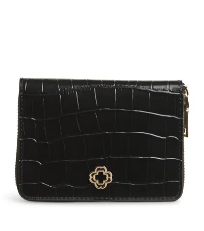 Maje Croc-embossed Leather Wallet In Black