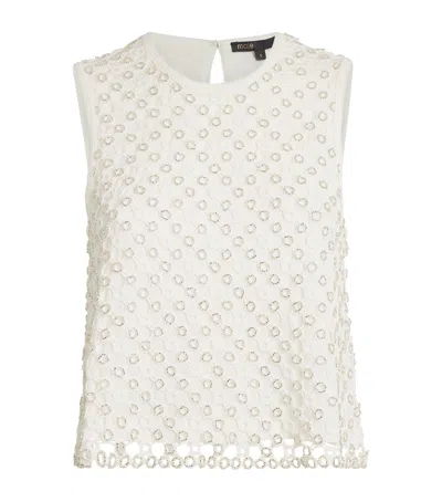 Maje Crochet Beaded Top In White