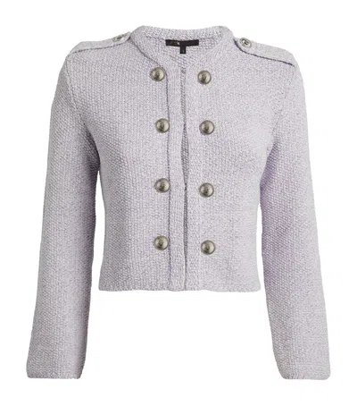Maje Sequin-embellished Knitted Jacket In Fliederfarben