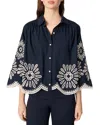 Maje Broderie Anglaise-detail Shirt In Navy
