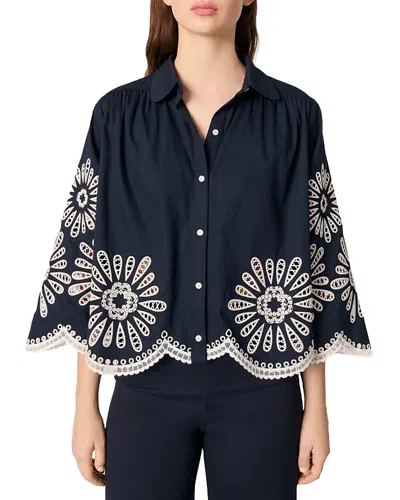 MAJE CROCHET DETAIL CROPPED SHIRT