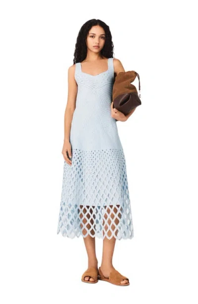 Maje Crochet Dress With Removable Lining In Blue