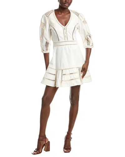 Maje Crochet Insert Mini Dress In White