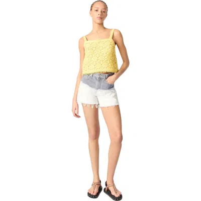 Maje Crochet-knit Crop Top In Yellow