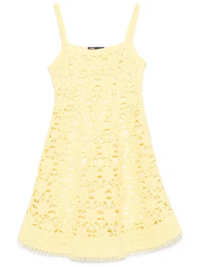 Maje Crochet-knit Dress In Yellow
