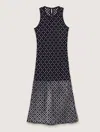 Maje Beaded Maxi Dress In Navy