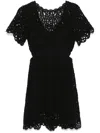 Maje Rozimalo Crochet Mini Dress In 黑色