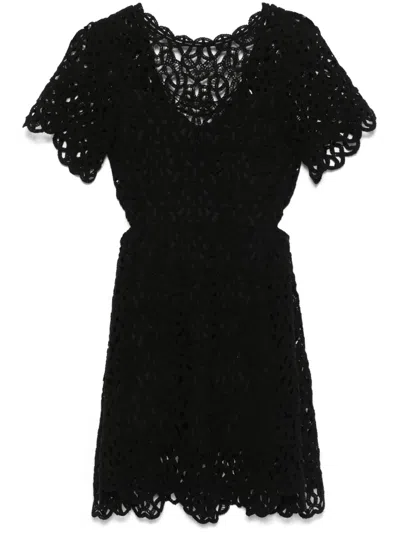 MAJE CROCHET-KNIT MINI DRESS