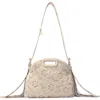 Maje Crochet-knit Mini Miss M Bag In Ecru