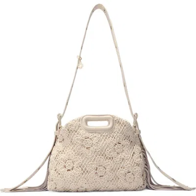 Maje Crochet-knit Mini Miss M Bag In Ecru