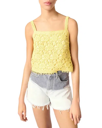 Maje Crochet Knit Top In Yellow