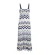 Maje Womens Zigzag-pattern Crochet Knitted Maxi Dress Bleus In Blue