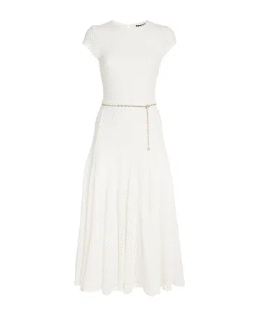 Maje Crochet Midi Dress In 白色