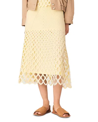 Maje Crochet Midi Skirt In Neutral