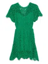 Maje Womens Verts Short-sleeved Cut-out Lace Mini Dress