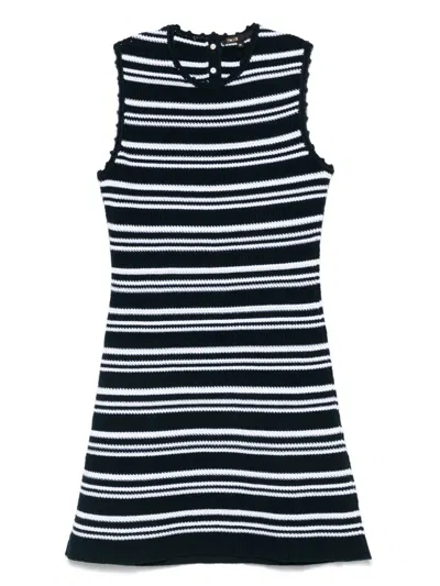 Maje Crochet Mini Dress In Black