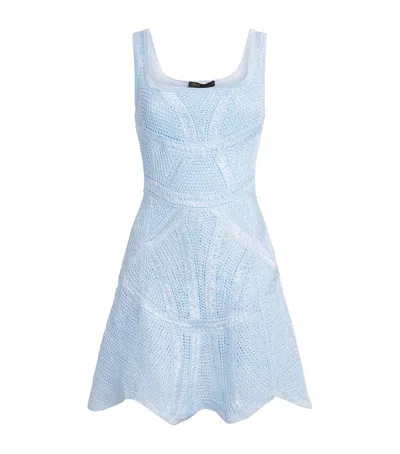 Maje Crochet Mini Dress In Blue
