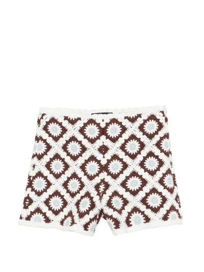 Maje Crochet Patterned Shorts In Multi