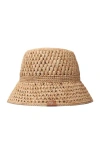 Maje Crochet Raffia Bucket Hat In Beige