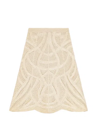 Maje Crochet Skirt In Neutral