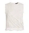 Maje Crochet Sleeveless Crop Top In White