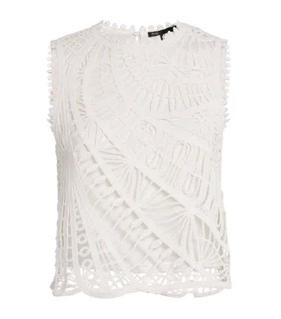 Maje Crochet Sleeveless Crop Top In White