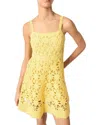 Maje Crochet Strappy Mini Dress In Yellow