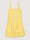 Maje Crochet Strappy Mini Dress In Jaune Banane