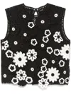 Maje Womens Bicolore Floral-pattern Sleeveless Cotton-crochet Top In 黑色