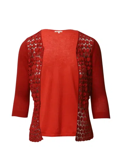 Pre-owned Maje Crochet-trim Cotton Cardigan In Red