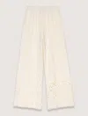Maje Womens Blanc Wide-leg Floral-pattern Crochet-knit Trousers In Blanc