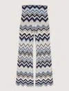 Maje Crochet Trousers In Bleu/ecru
