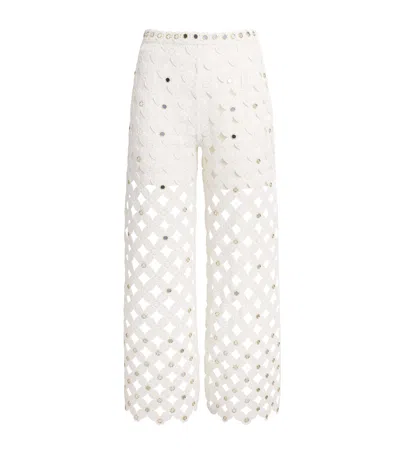 Maje Crochet Trousers In Neutral