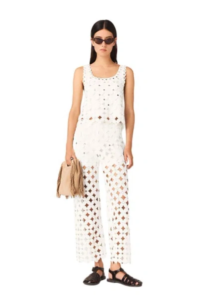 Maje Crochet Trousers With Mirrors In Neutral