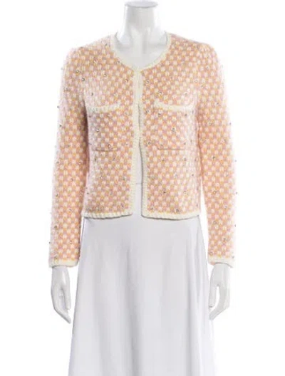 Pre-owned Maje Crochet Tweed Pattern Jacket In Multi