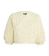 Maje Cropped Rhinestone Crochet Cardigan In Yellow
