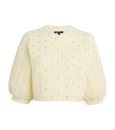 MAJE CROCHETED EMBELLISHED CARDIGAN
