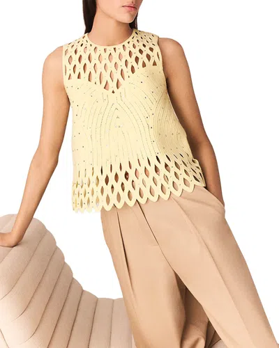 Maje Crocheted Rhinestone Top In Neutral