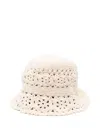 Maje Crocket-knit Bucket Hat In Neutrals