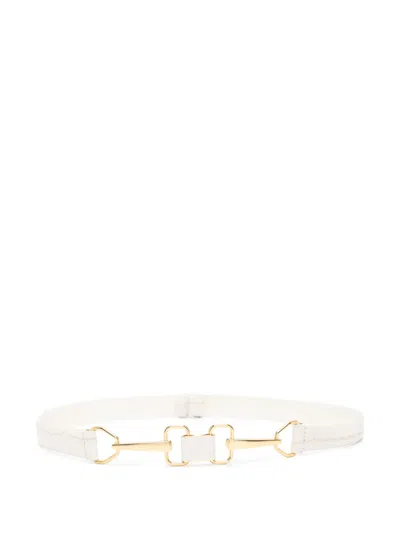 Maje Crocodile-embossed Belt In Ecru