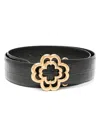 Maje Clover-buckle Embossed-crocodile Belt In Black