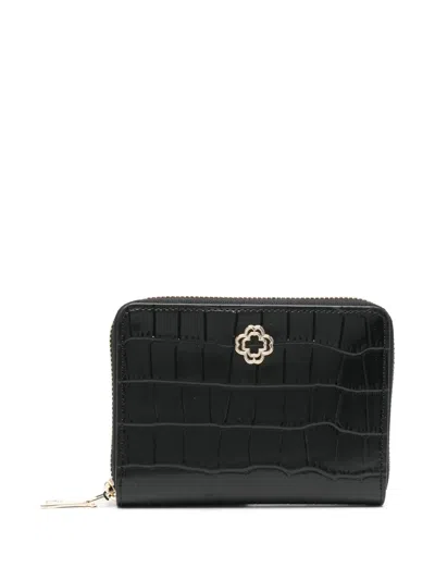Maje Croc-embossed Leather Wallet In Black