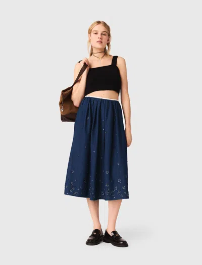 Maje Crop Top En Maille À Bretelles In Black