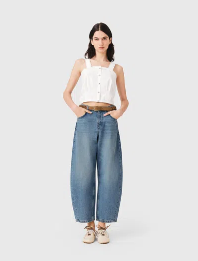 Maje Crop Top With Lace Trim In White