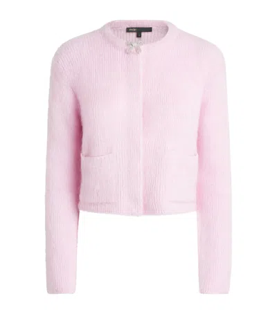 Maje Cropped Bow Cardigan In Pink
