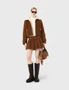 Maje Cropped Corduroy Jacket In Brown