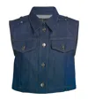 Maje Cropped Denim Jacket In Blue
