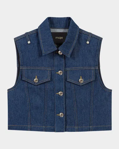 MAJE CROPPED DENIM VEST