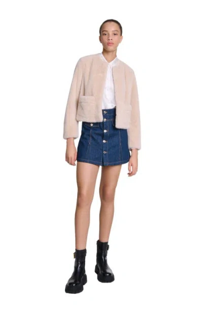 MAJE MAJE CROPPED FAUX FUR JACKET