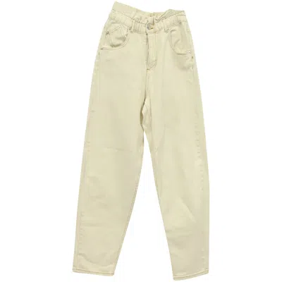Maje Cropped High-waist Jeans In Cream Cotton In Beige